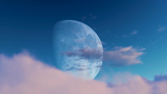 月球月亮唯美圆月球云上月球