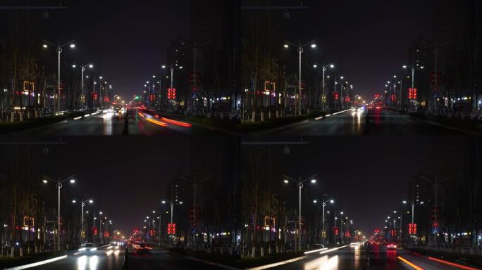 都市街道穿梭城市晚高峰车流延时空镜长镜头