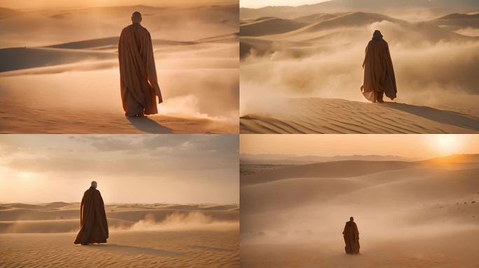 沙漠中行走的僧侣 和尚