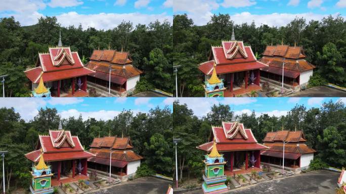西双版纳曼飞龙佛寺白塔4K航拍原始视频