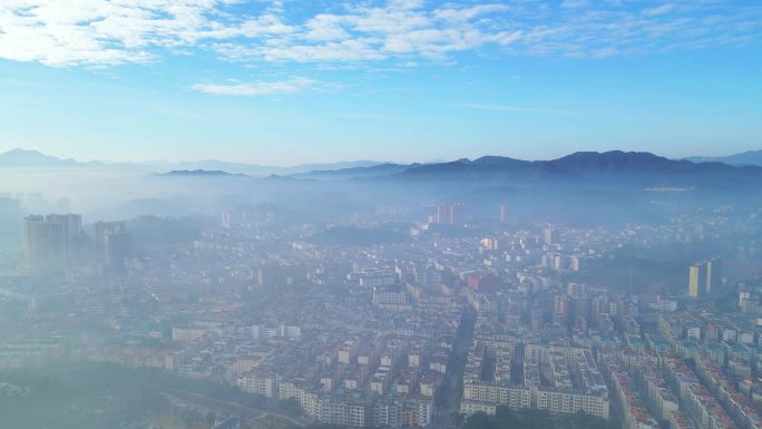 小城迷雾大气震撼平流层