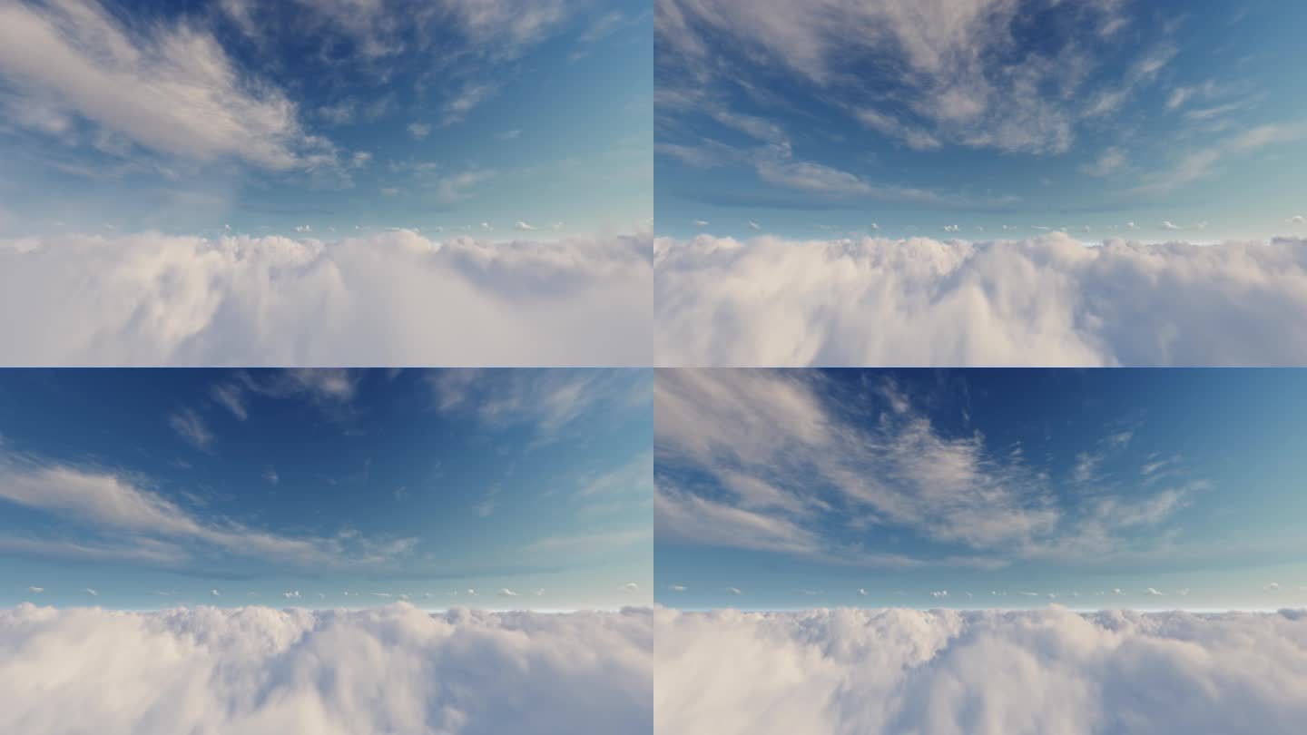 蓝天白云空中飞行飞翔云中穿梭穿云高空飞行