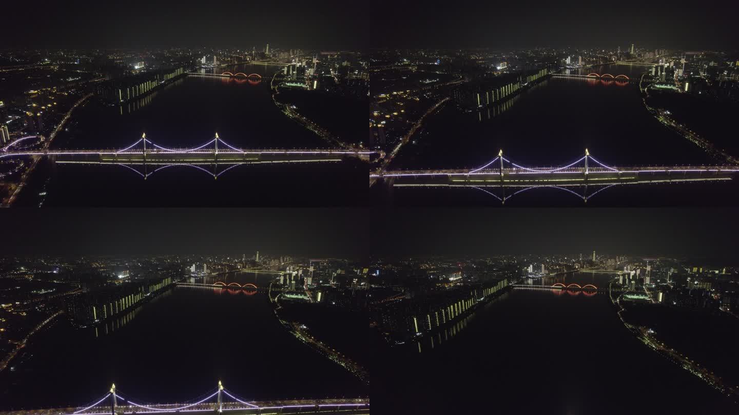 长沙三叉戟大桥夜景4K