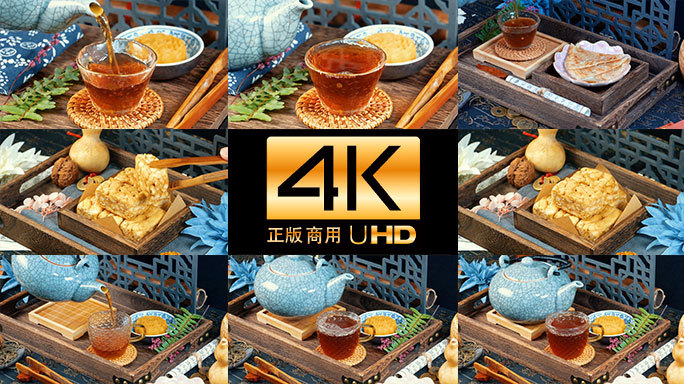 优雅品茶与糕点早餐下午茶休闲喝茶4K