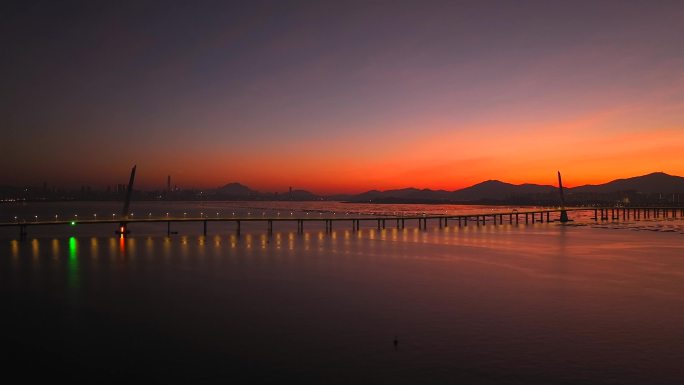 航拍深圳湾公路大桥