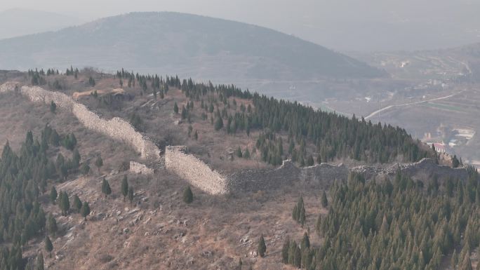 新密地标神秘古城寨古城堡新密歪井寨航拍