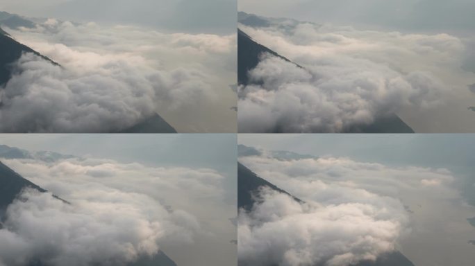 8K震撼山峰缭绕的云海卷动特写延时
