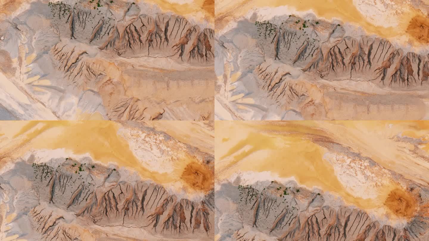 空中无人机拍摄暴露的石场梯田和采石场