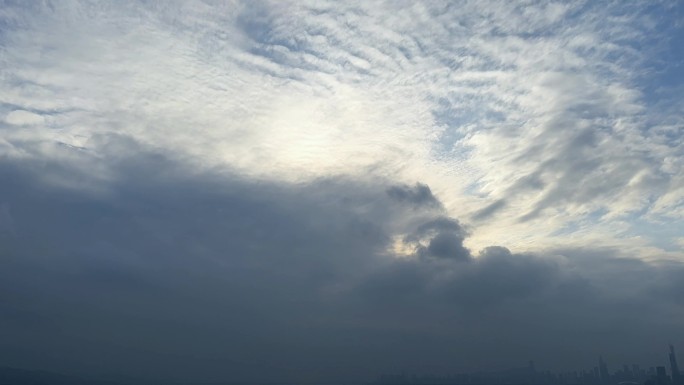 朦胧的城市天空云景 灰蒙蒙的天空 晴转阴