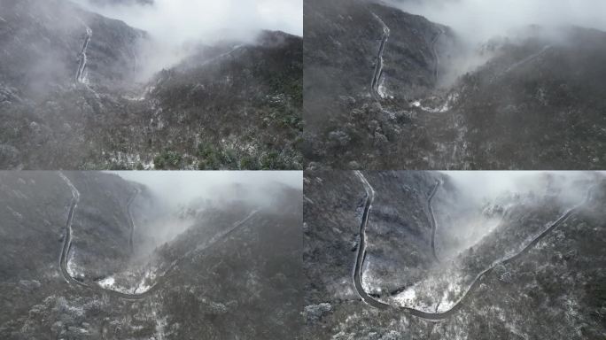 4K山峰眺望公路峡谷自然风光航拍视频