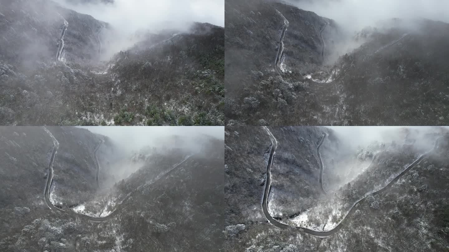 4K山峰眺望公路峡谷自然风光航拍视频