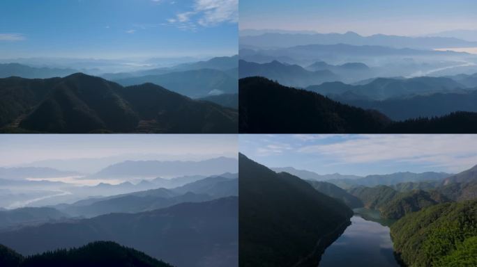 杭州临安群山山峰山峦晨曦风光