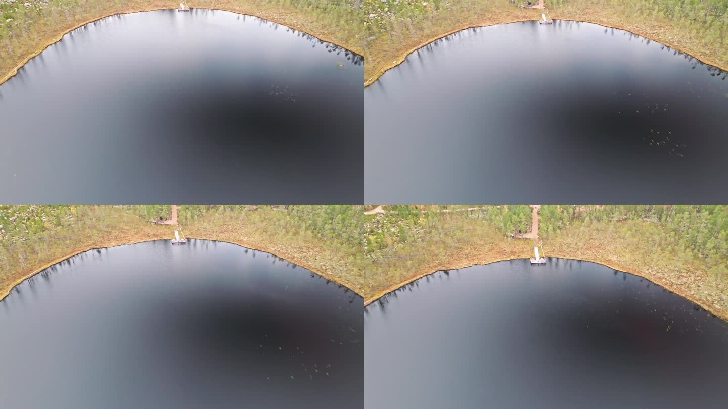 在瑞典用漂浮的木码头飞过湖面——无人机拍摄