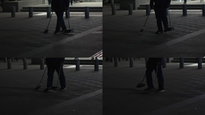 环卫工人扫地
