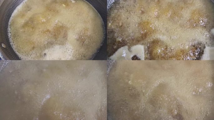 锅里沸腾的汤水煮沸腾的蒸汽烟雾缭绕锅里汤