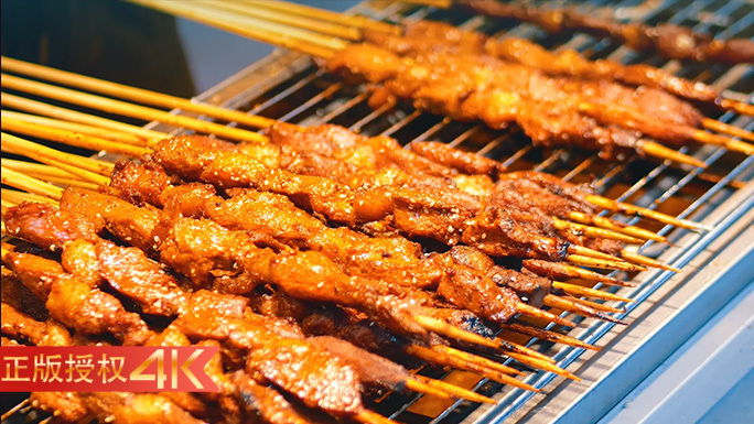 小吃街夜市街头美食新年嘉年华活动4K