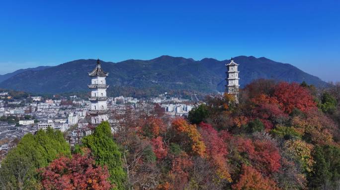 台州临海巾山塔群文峰塔航拍