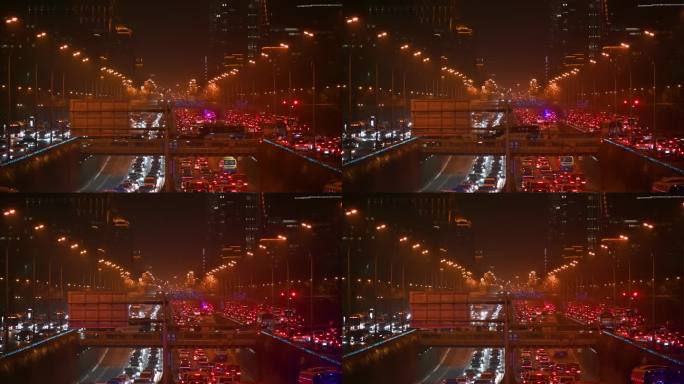 北京晚高峰三环堵车车流