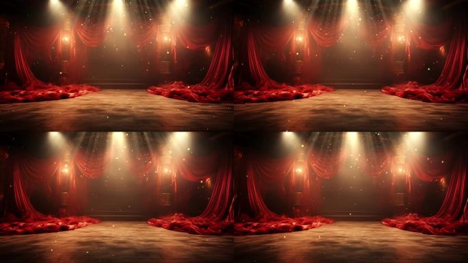 红色帘幕舞台背景