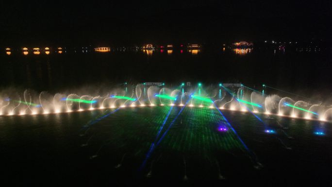 台州临海灵湖音乐喷泉航拍