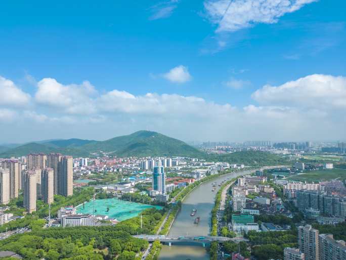 【4K】航拍无锡京杭大运河及惠山全景延时