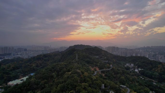 航拍福州梅峰山地公园