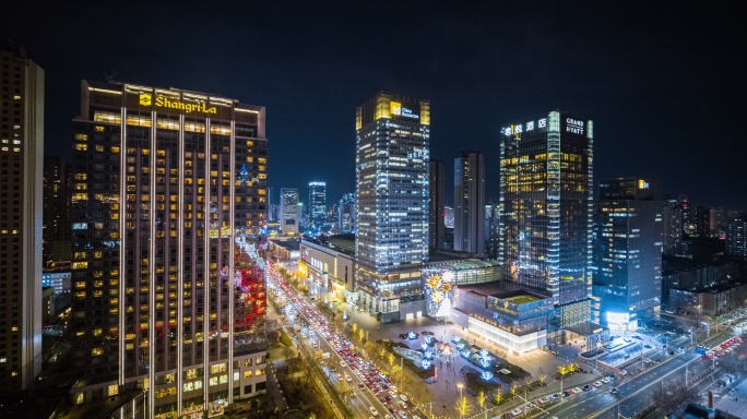 【高清6K】沈阳青年大街cbd街道夜景