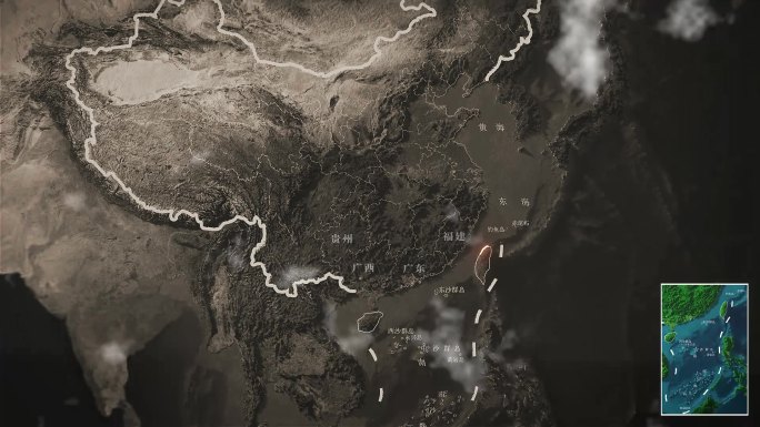 台湾复古历史地图AE模板