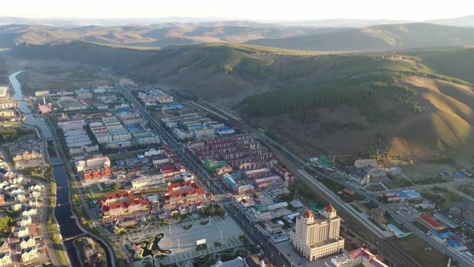 最低价内蒙古阿尔山市城市森林航拍人文景观