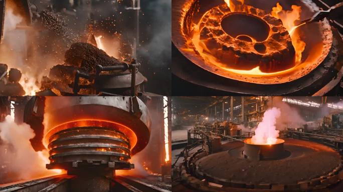 钢铁厂炼钢厂高温炼钢高科技画面