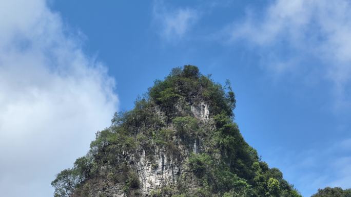 航拍广西喀斯特地貌山峰特写仰视角度空镜头