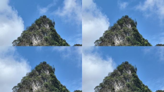 航拍广西喀斯特地貌山峰特写仰视角度空镜头