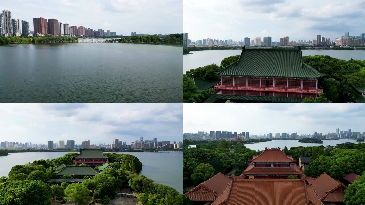 南昌城市湿地公园象湖古建筑湖泊