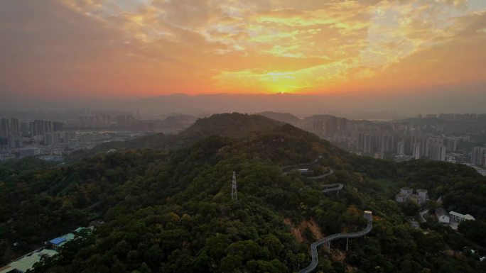 航拍福州梅峰山地公园