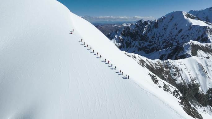 雪山攀登航拍素材 原创4K50帧