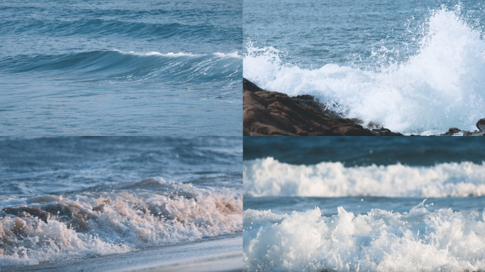 4k大海海浪礁石浪花-高速摄影