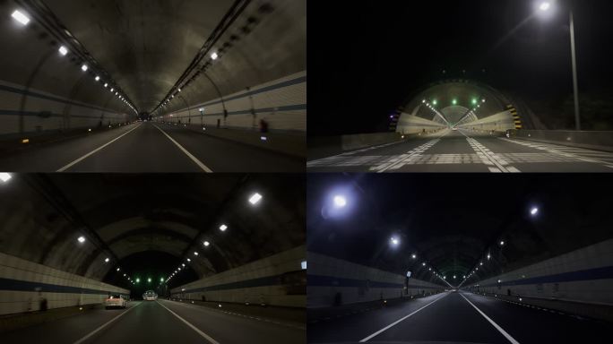 夜晚开车行驶在广东高速公路夜间城市道路
