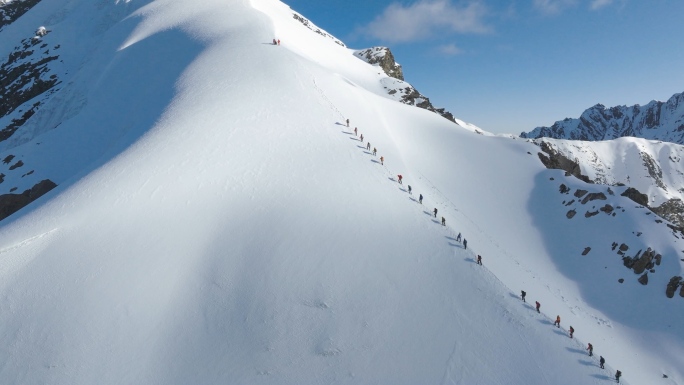 雪山攀登航拍素材 原创4K50帧