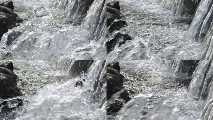 流水水坝溪流水花慢速流水