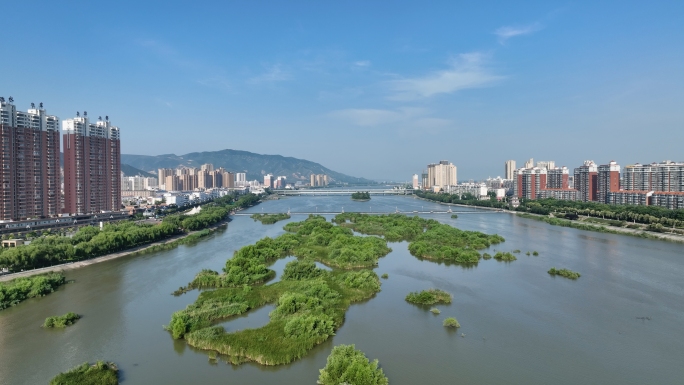 城市风光航拍城市建设县城