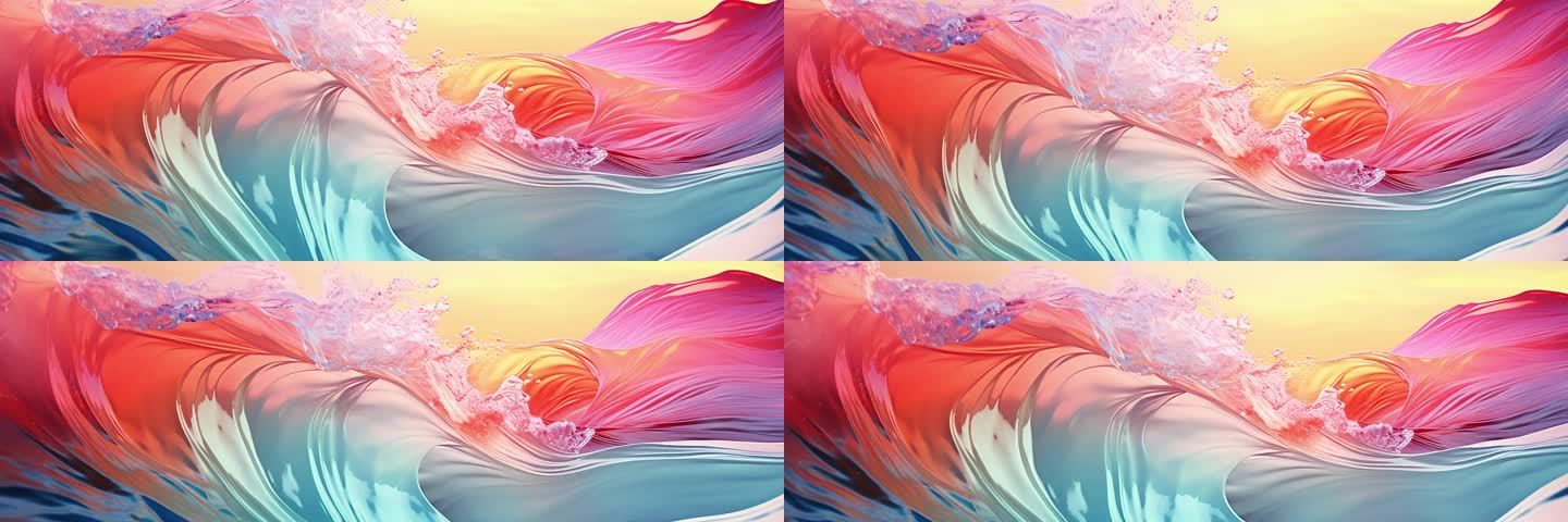唯美炫彩海浪抽象流体背景