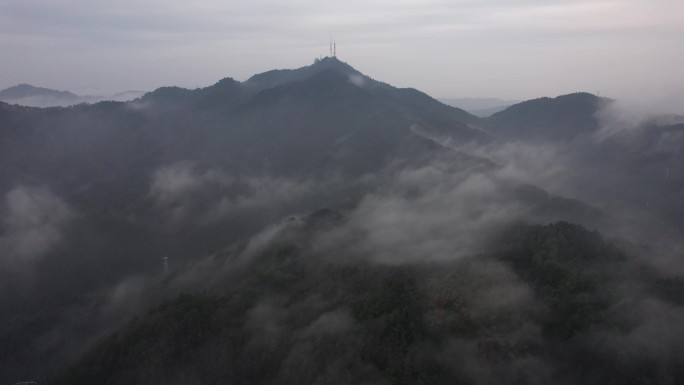 大自然群山清晨云雾航拍