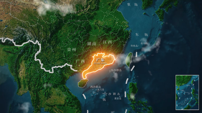 广东地形图地图AE模板
