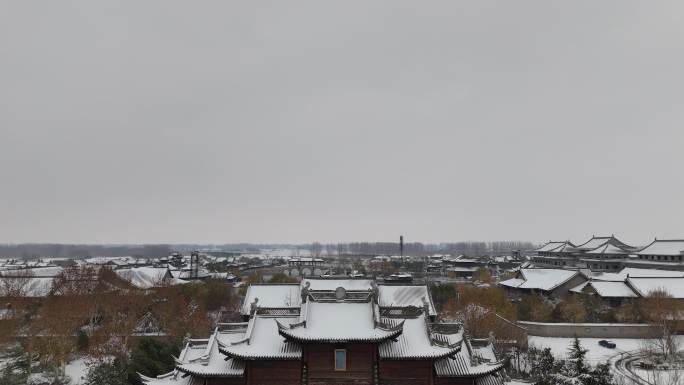 开封地标雪景开封朱仙镇启封故园雪景航拍