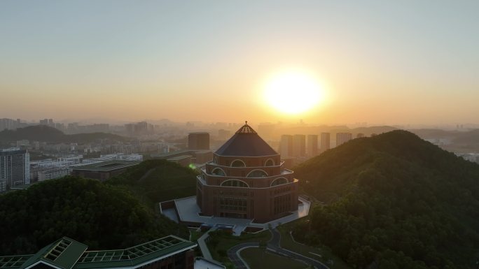 深圳光明区中山大学校区航拍学校建筑风光