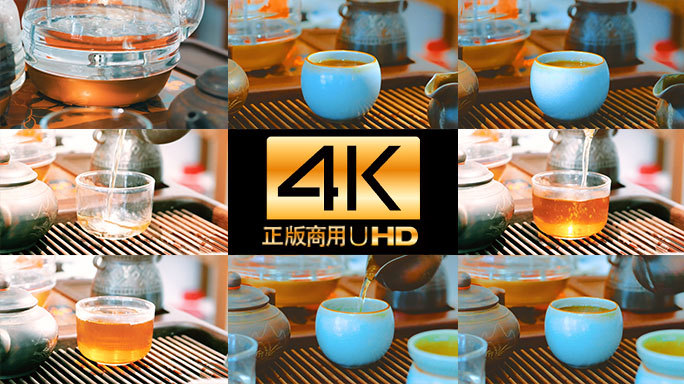 古韵茶盘中国传统茶道品茶看戏禅修高雅4K