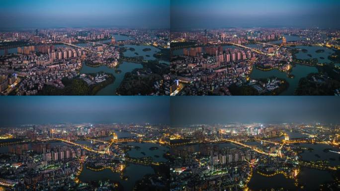 惠州城区日转夜大景航拍视频4K