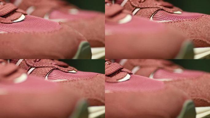 红色运动鞋运动时尚焦点微距特写