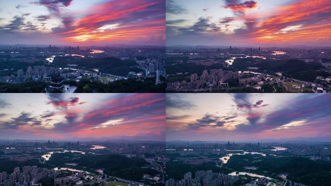 惠州城区大景朝霞航拍延时--4K