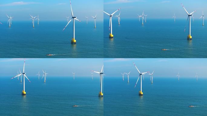 海上风电 风力风车风机 海上新能源 航拍